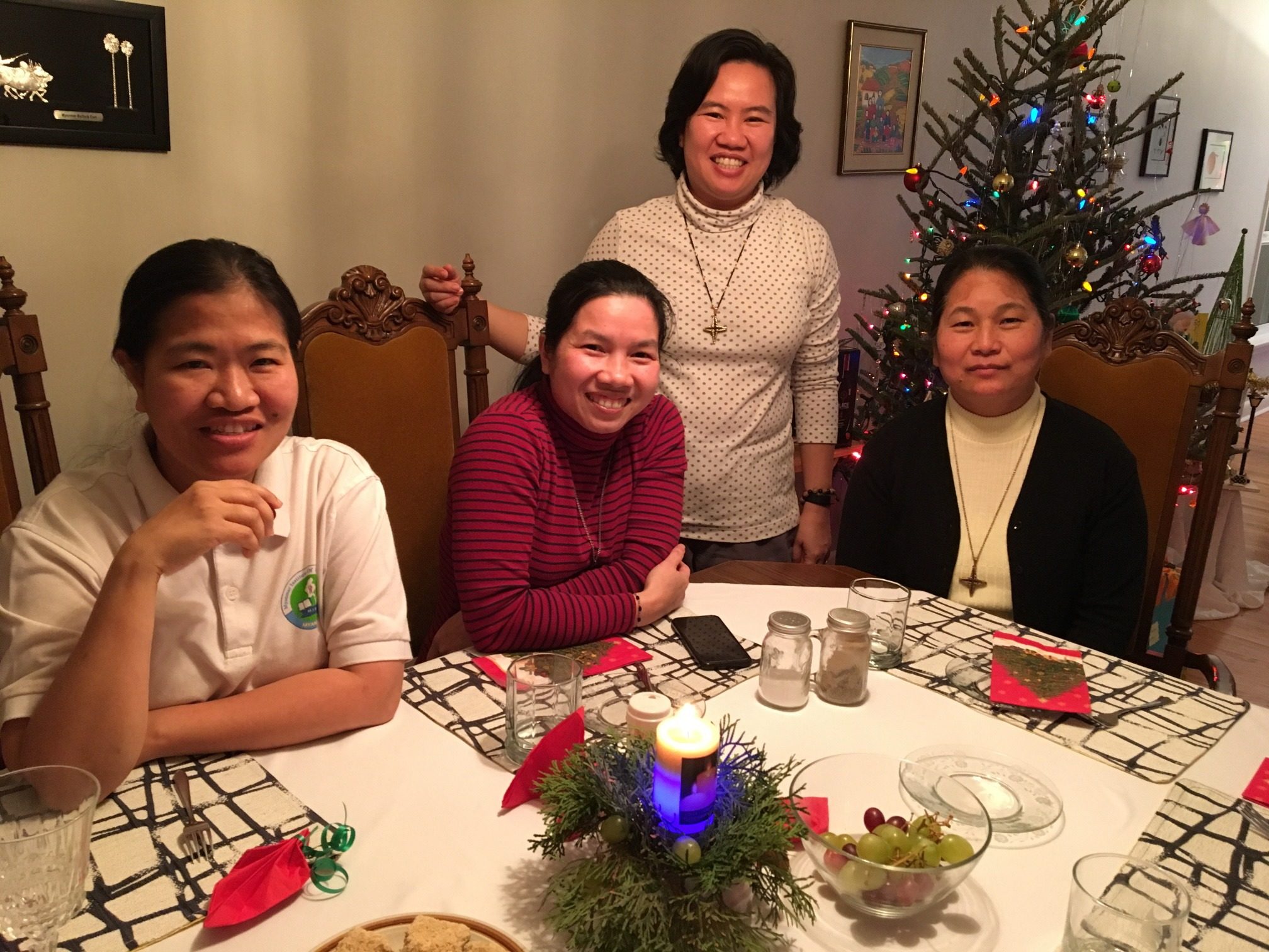 Sisters celebrating Christmas